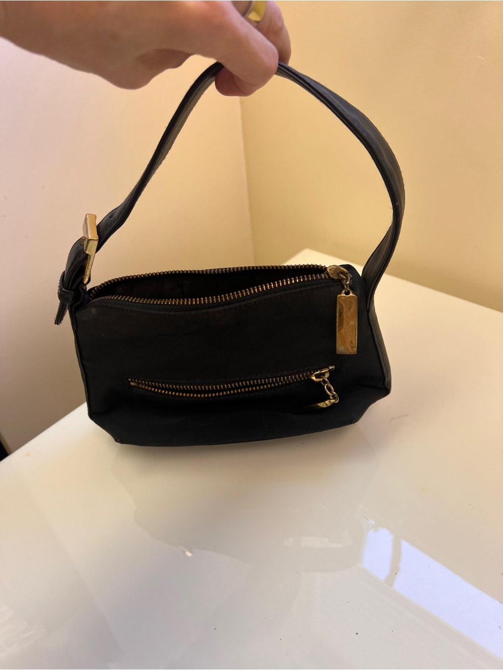 RLX Ralph Lauren Black Mini Shoulder Bag with Gold Hardware